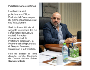 PASQUALE FERRARA, COSTA PARADISO, COSTAPARADISONEWS, SINDACO TRINITÀ D'AGULTU, CASTELSARDO, BADESI, VALLEDORIA, ISOLA ROSSA, AGLIENTU